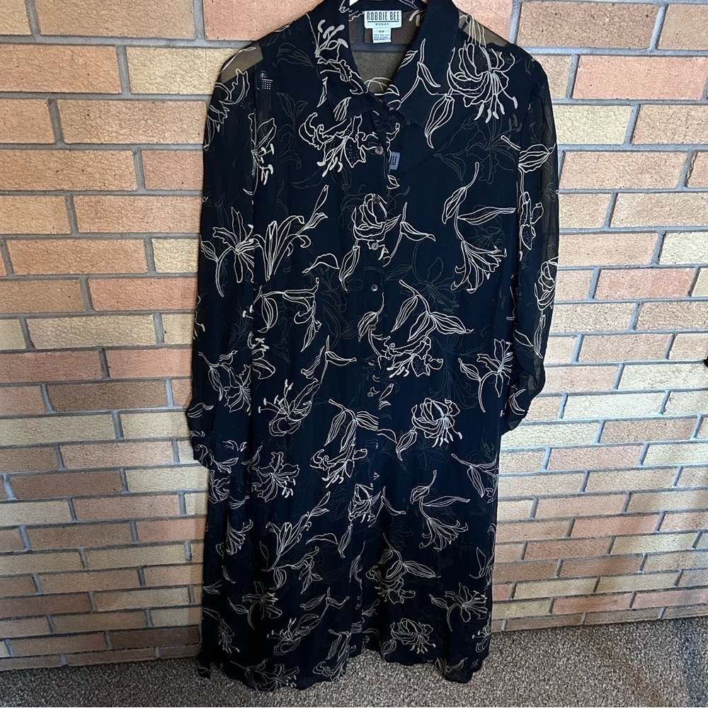Vintage Robbie Bee 100% Silk 2 Piece Maxi Dress Floral Printed Size 18W